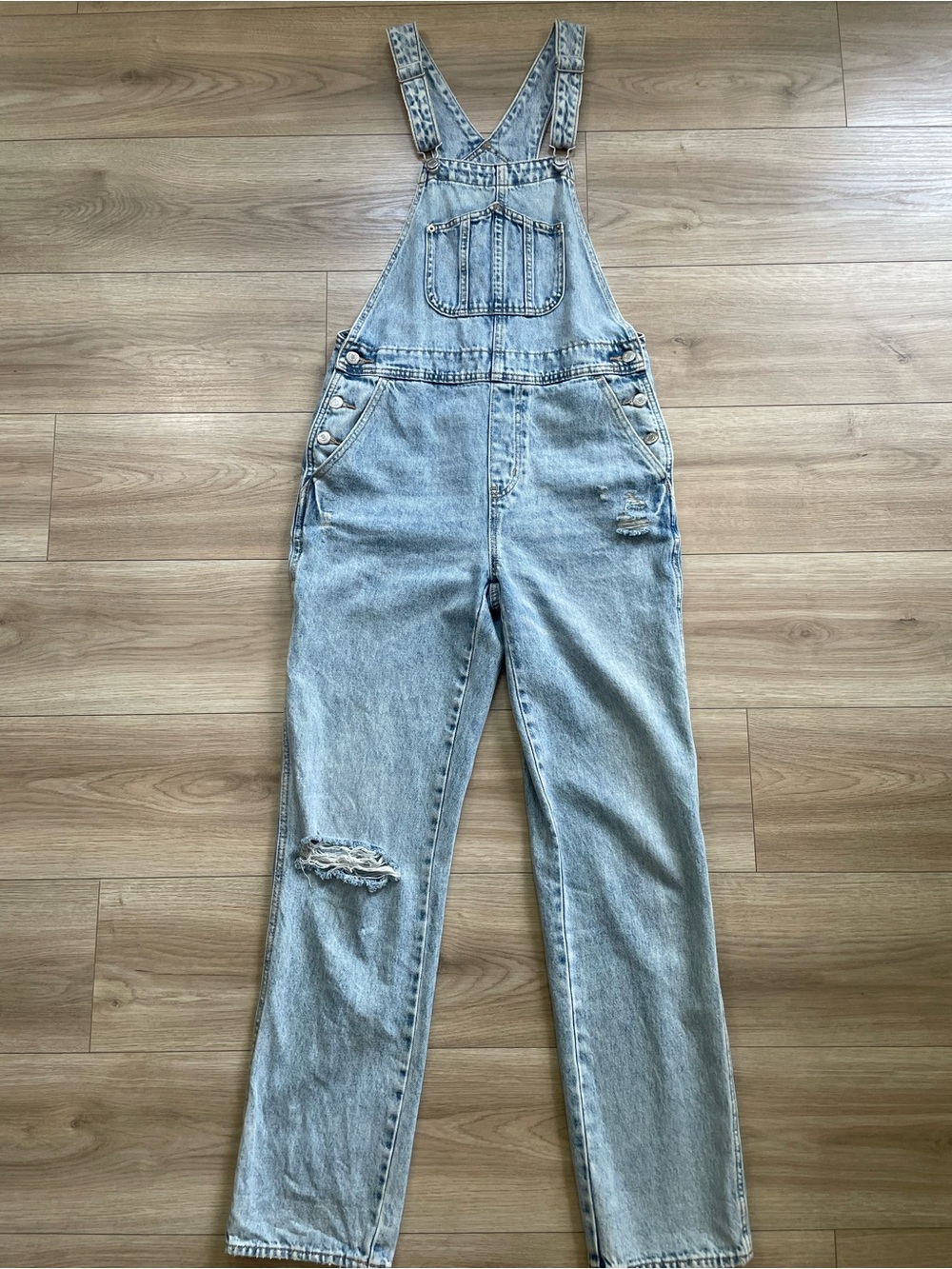 Women’s Light Blue Washed Denim Overalls- 4Tall - Picture 1 of 6